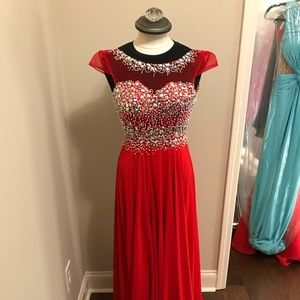 Red Gown with Jewel accents
